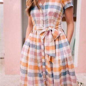 Gal Meets Glam Poppy Gingham Plaid Pink Dress size 0